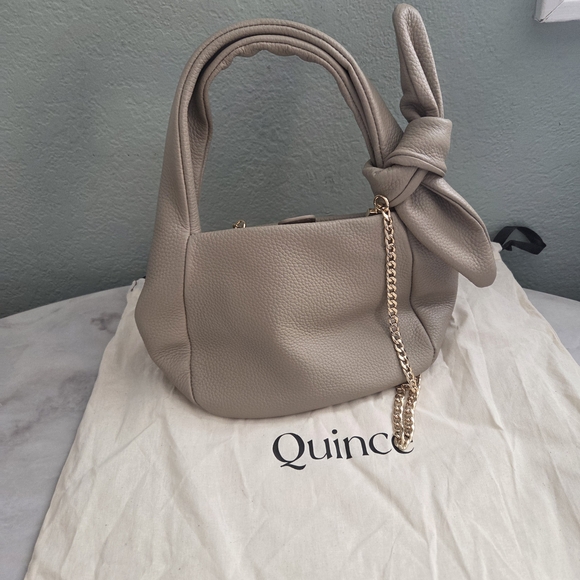 Quince Handbags - Quince Leather Mini Bow Bag Crossbody In Taupe